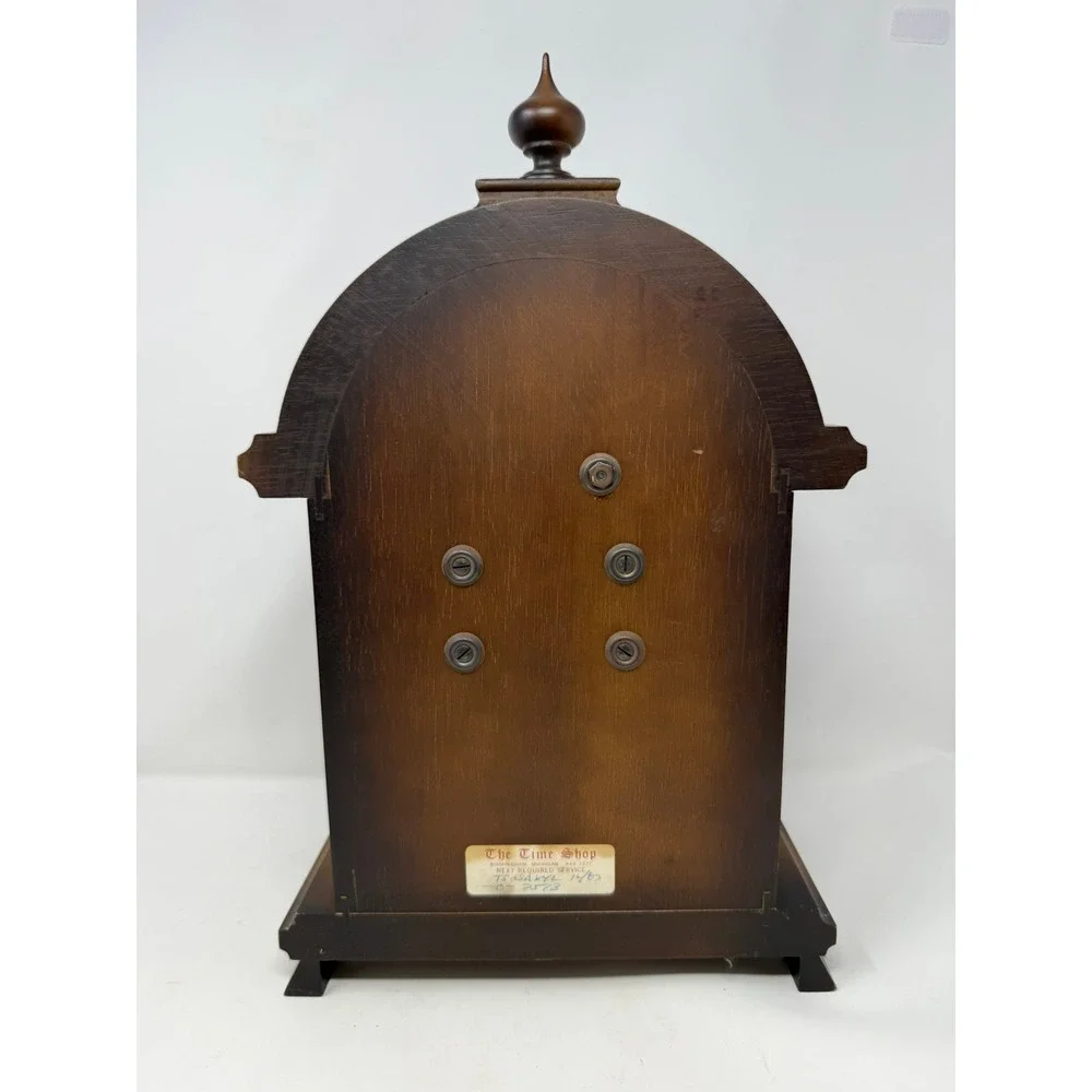 Vintage Schmeckenbecher Mantel Clock West Germany Wood Case Pendulum Winding Key